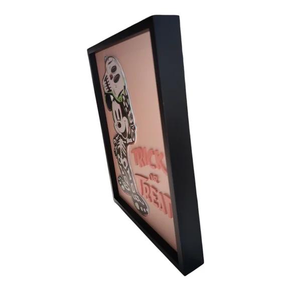 Mickey Mouse Halloween Skeleton Trick or Treat Wall Art - Black Frame NWT. - Picture 8 of 11